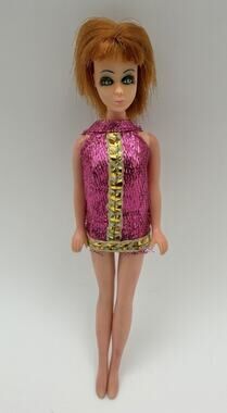 Vtg Topper Toys Dawn Glori Doll Head Mold K11 Red Hair Green Eyes Mini Dress